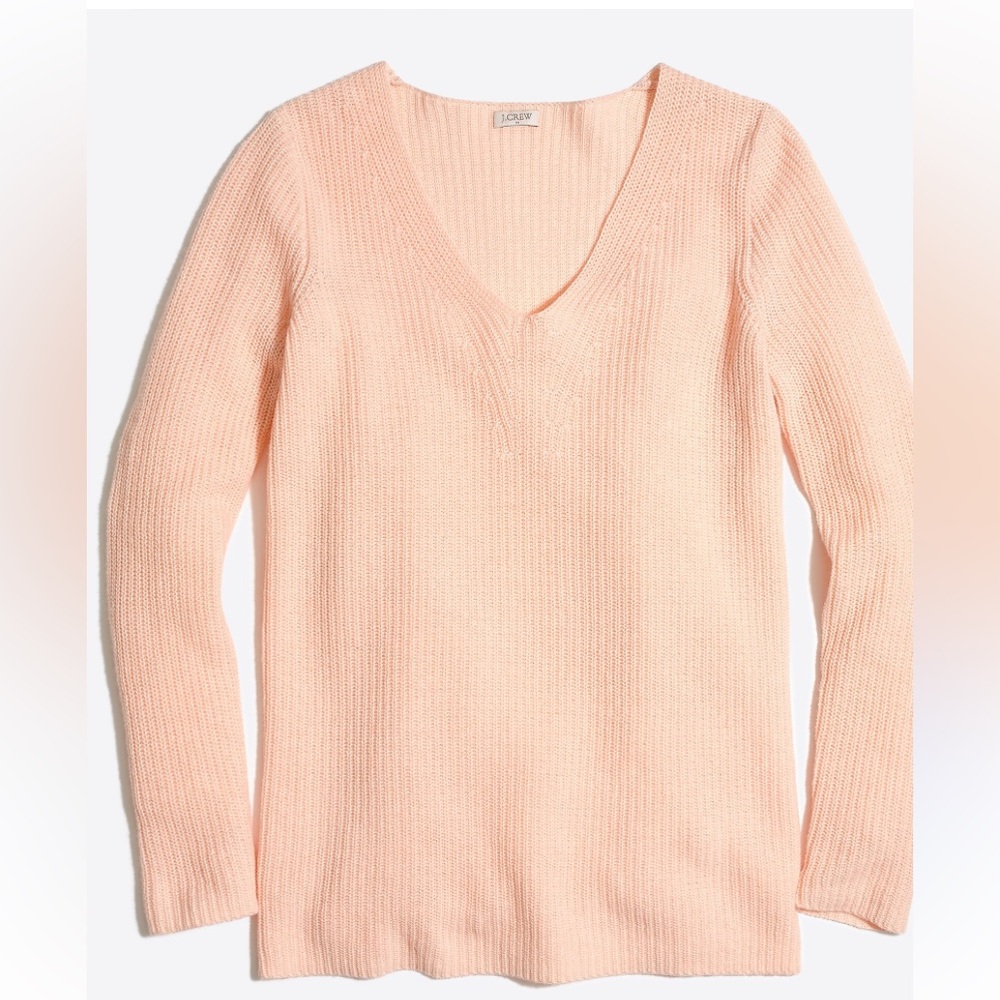 J.Crew Peach V-Neck Merino Wool Soft Relaxed Sweater Size S/M NWT - Picture 7 of 7
